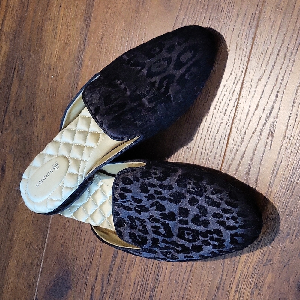 Birdies Phoebe Mules in Black Cheetah Print